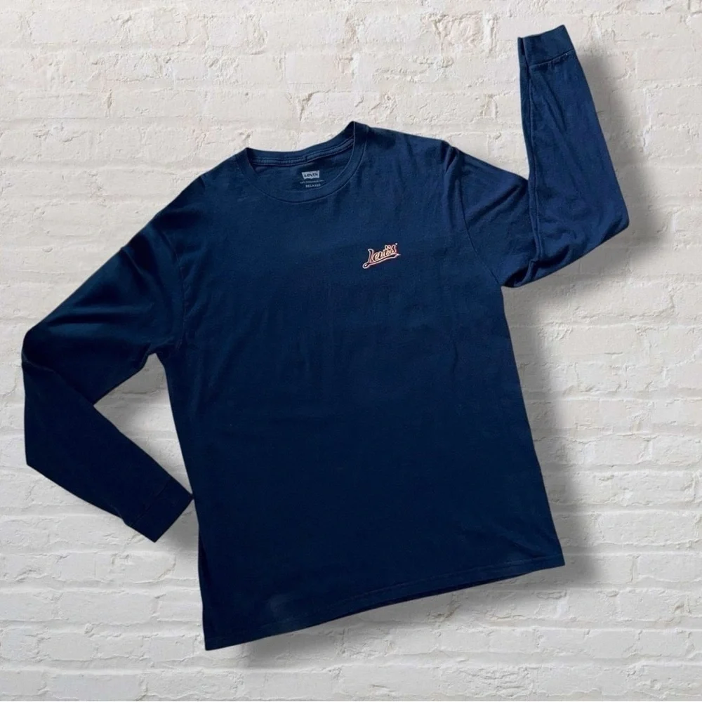 🔴 Levi’s Long Sleeve Logo Tee Men’s L Navy Blue | Quality Crafted Since 1873
